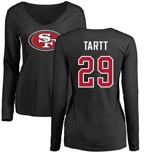 San Francisco 49ers Black Women Jaquiski Tartt Name and Number Logo #29 Long Sleeve->women nfl jersey->Women Jersey